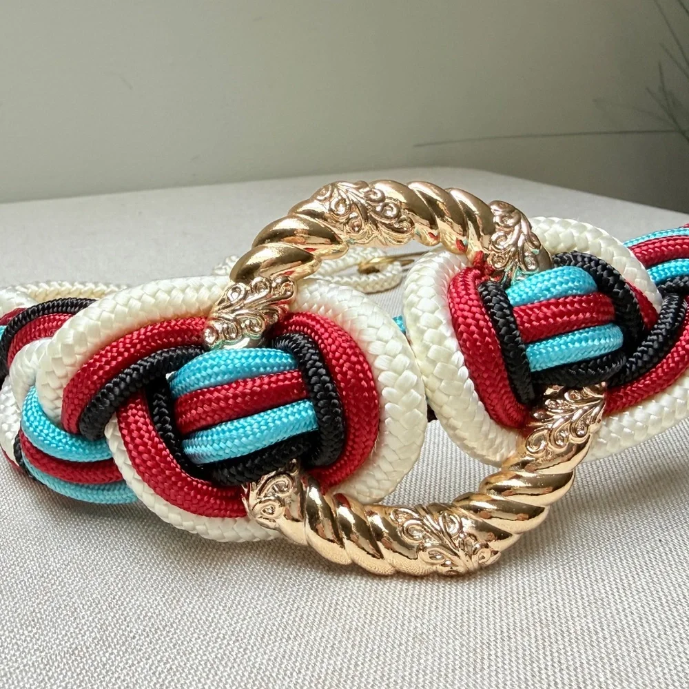 Vintage 1980s Braided Rope Cord Belt 28”